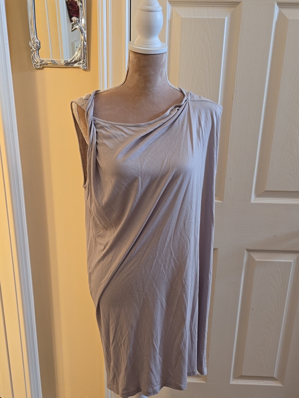 AllSaints Size Large One-Shoulder Dress in Light Taupe